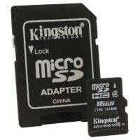 Карта памяти Kingston MicroSD 16GB Class 4 + SD-adapter